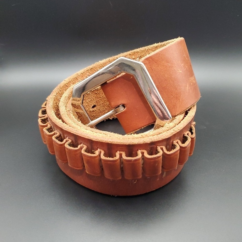 Vintage Hunter Medium 34 Brown Leather .22 Caliber Cartridge 25 Loops Ammo Belt